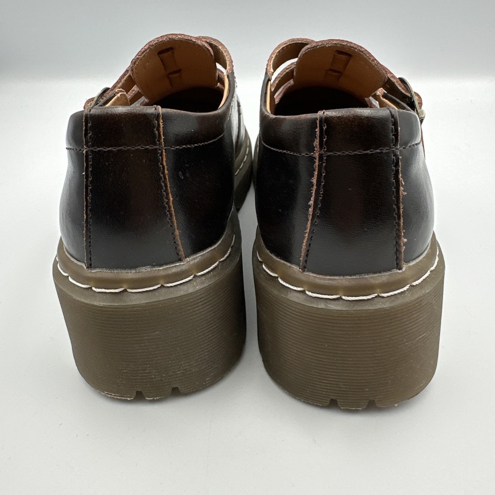 New MZDL Meizudongli Mary Jane Shoes Brown Leather Double Buckle 7.5/240 Chunky - Picture 4 of 13